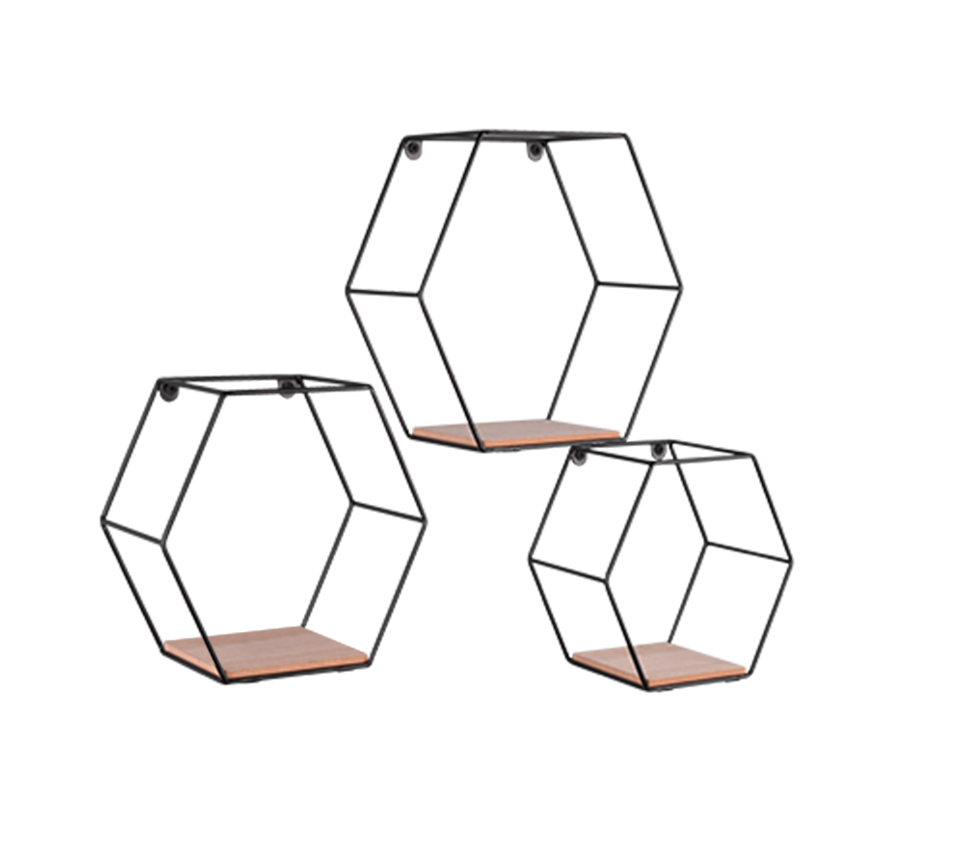 Sarah wall shelves 3-pack black/wood — 1510102