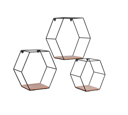 Sarah wall shelves 3-pack black/wood — 1510102