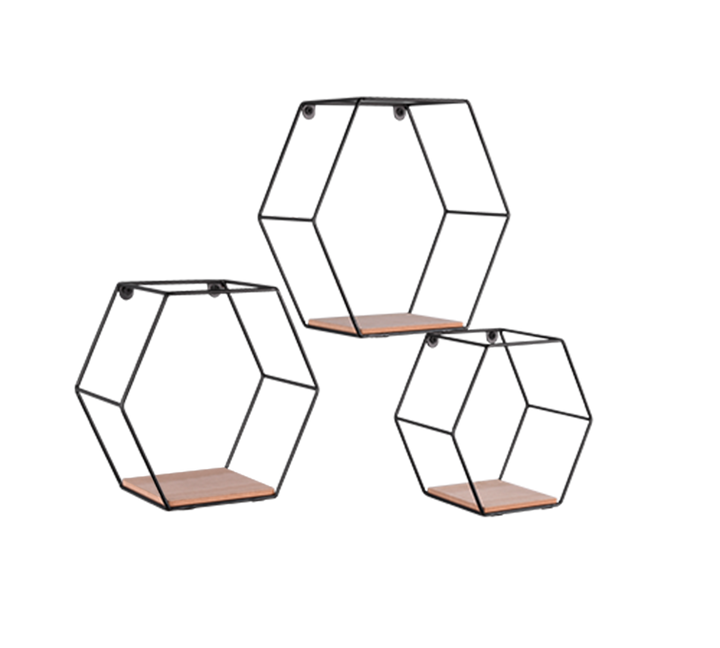 Sarah wall shelves 3-pack black/wood — 1510102