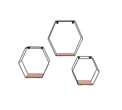 Sarah wall shelves 3-pack black/wood — 1510102
