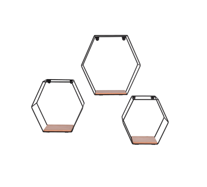 Sarah wall shelves 3-pack black/wood — 1510102