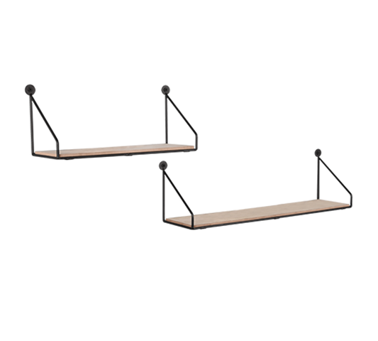 Sabrina wall shelves 2-pack black/wood — 1520102