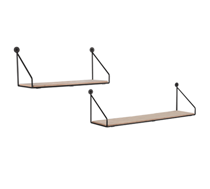 Sabrina wall shelves 2-pack black/wood — 1520102