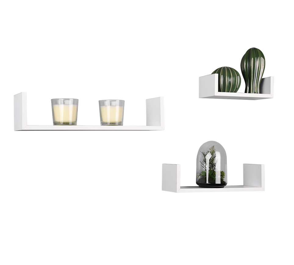 Ava wall shelves set 3-pack white