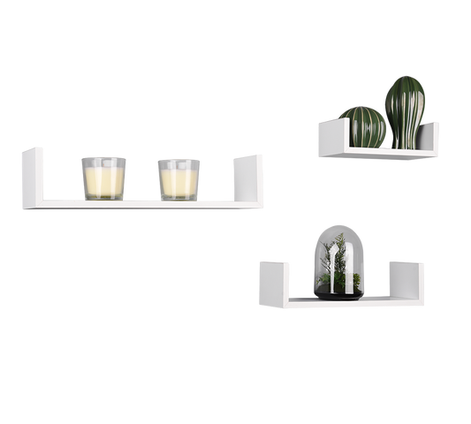 Ava wall shelves set 3-pack white