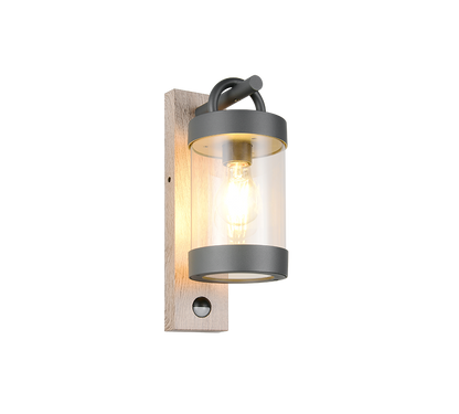 Sambesi wall lamp E27 anthracite/wood motion sensor — 204169135
