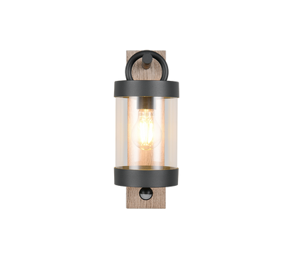 Sambesi wall lamp E27 anthracite/wood motion sensor — 204169135