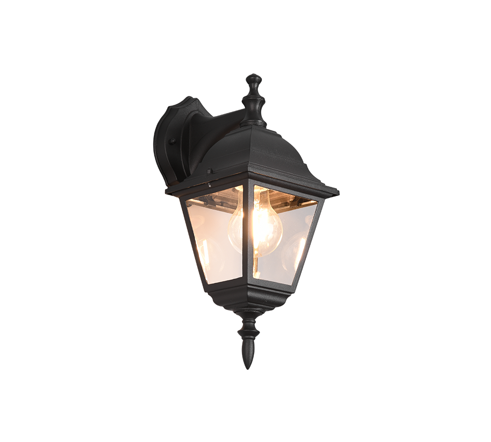 Livenza wall lamp E27 matt black lantern downwards — 205767132