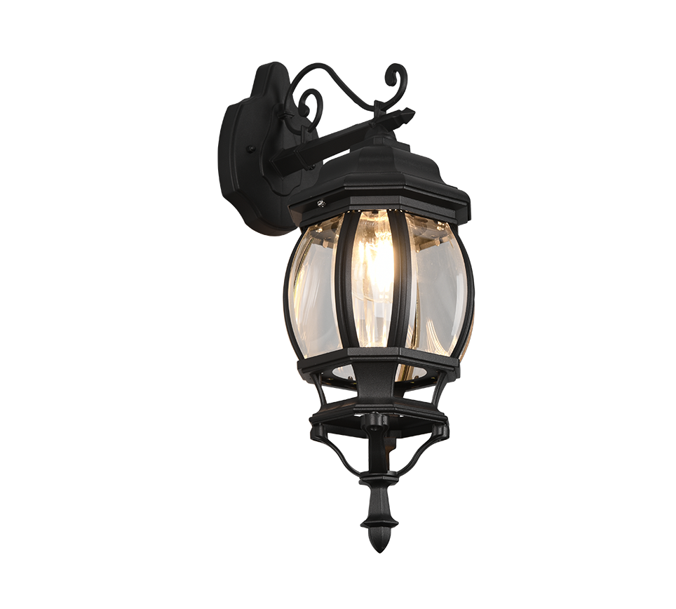Elvo wall lamp E27 matt black lantern downwards — 206960132