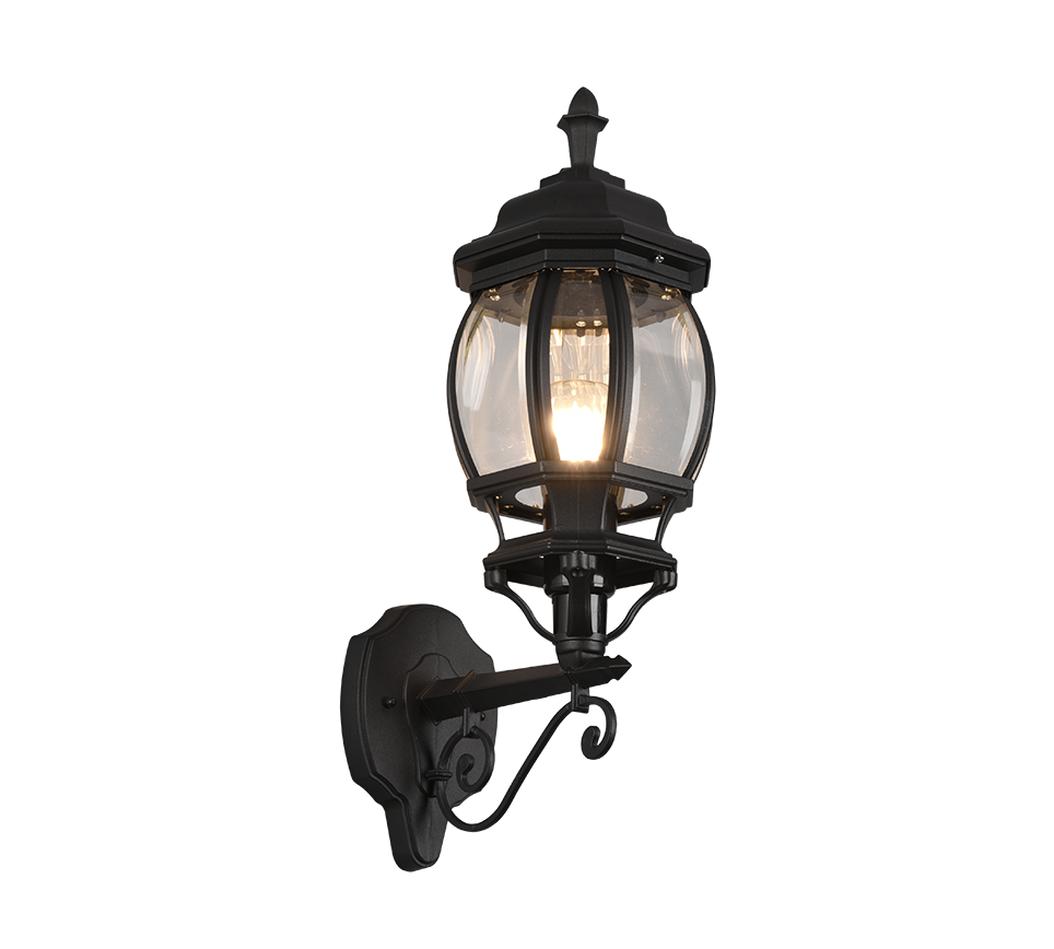 Elvo wall lamp E27 matt black lantern upwards — 206967132