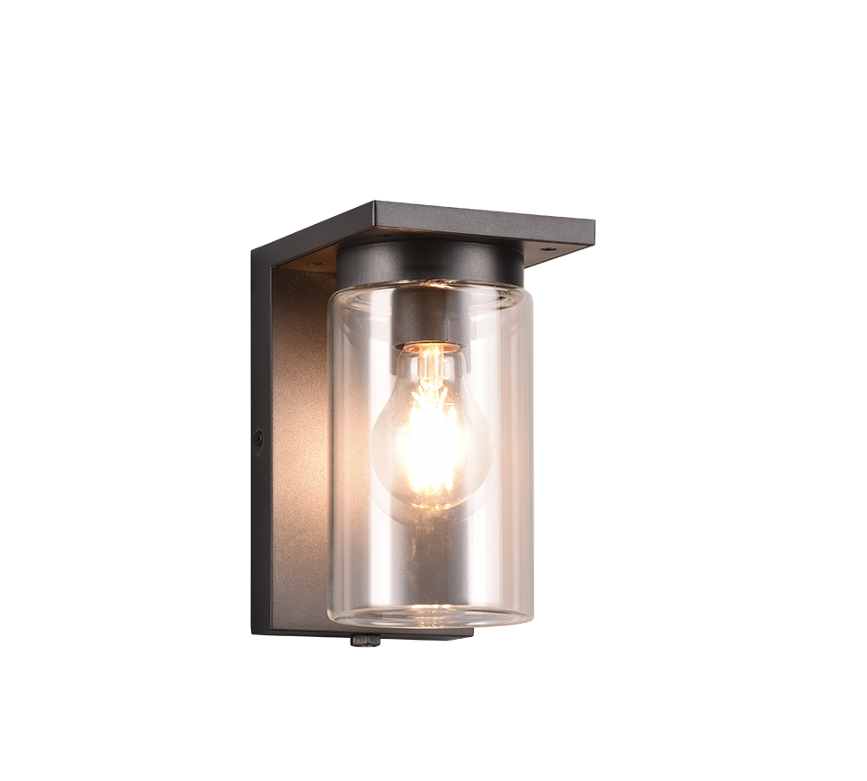 Ardila wall lamp E27 matt black dusk sensor — 211660132