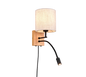 Nilam wall lamp with reading light 18 cm LED + E27 natural wood — 212879236