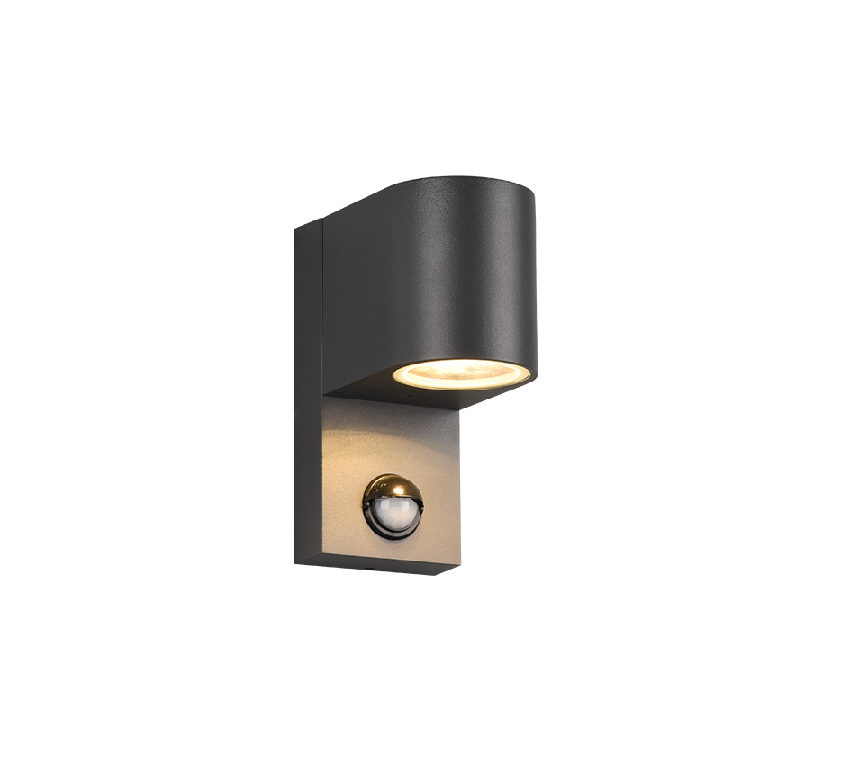 Roya wall lamp GU10 anthracite round motion sensor — 214260142