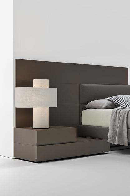 Suite System 2 wooden wall panels installed behind a bed — room illustration only