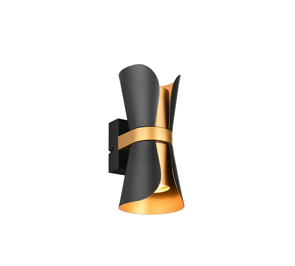 Coat wall lamp 2xGU10 matt black/gold — 218600280
