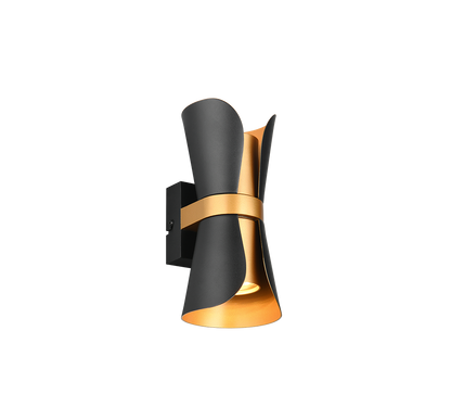 Coat wall lamp 2xGU10 matt black/gold — 218600280