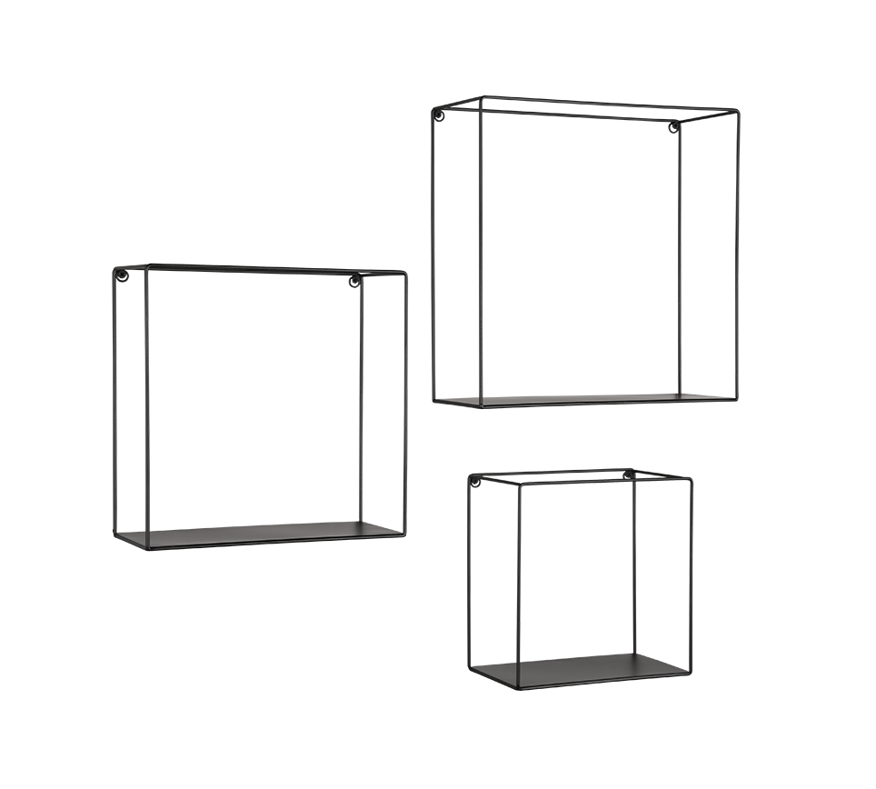 Anita wall shelves set 3-pack black