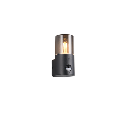 Hoosic wall lamp 1-pc E27 matt black motion sensor — 222260132