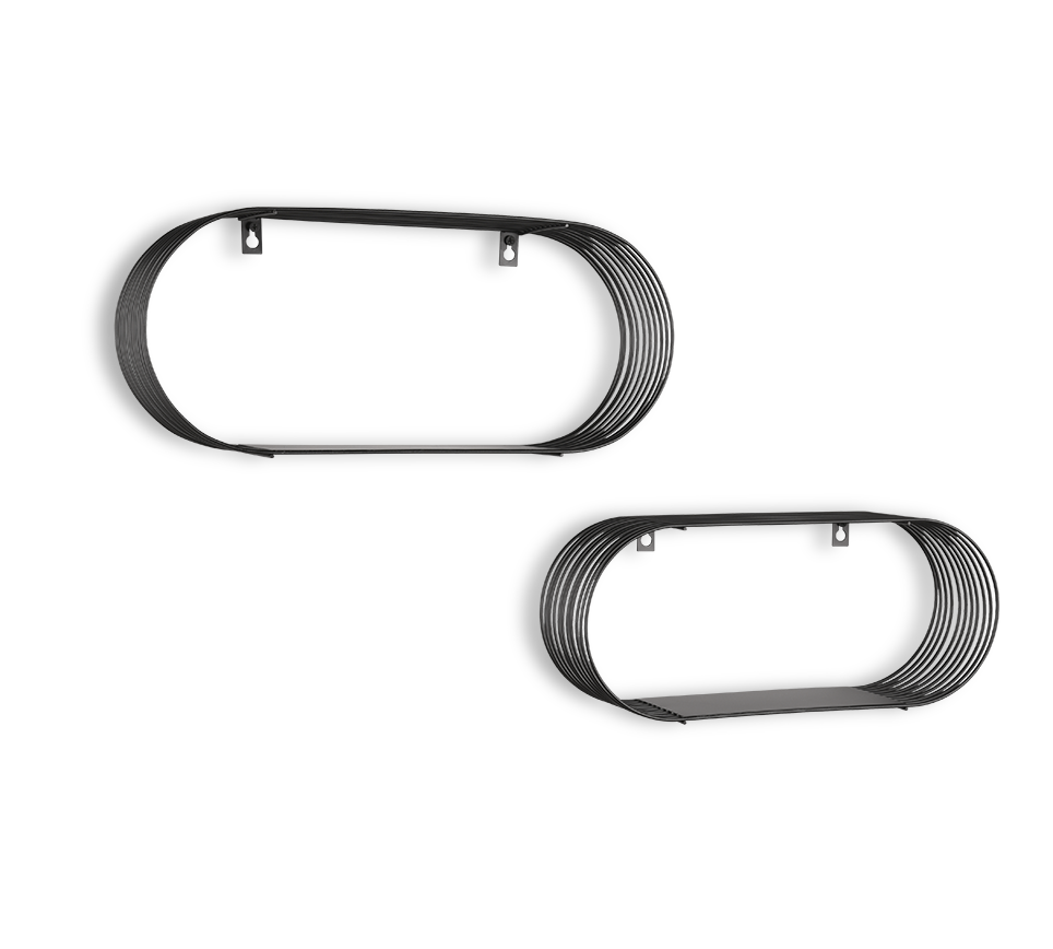 Jessica wall shelves set 2-pack black