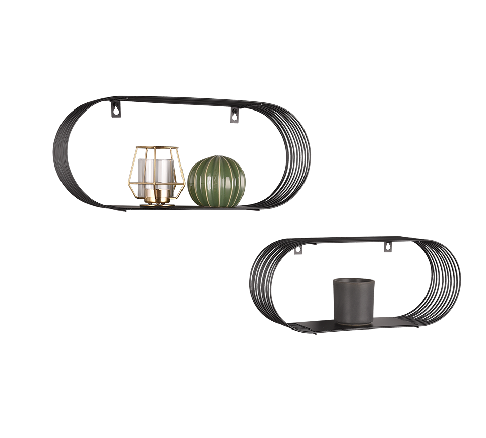 Jessica wall shelves set 2-pack black