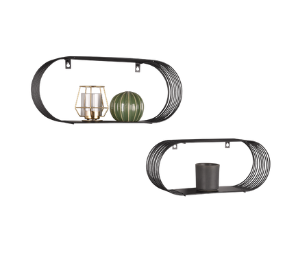Jessica wall shelves set 2-pack black