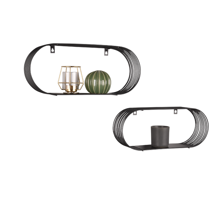 Jessica wall shelves set 2-pack black