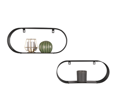 Jessica wall shelves set 2-pack black