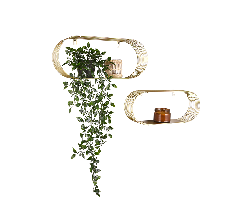 Jessica wall shelves set 2-pack gold