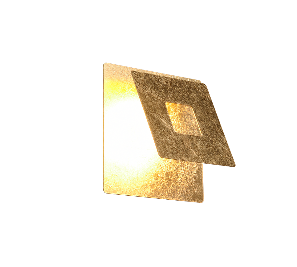 Leano LED wall lamp square gold — 240319179