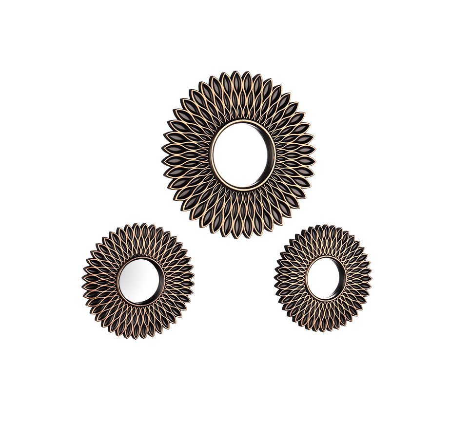 Amanda mirror set 3-pack black/gold
