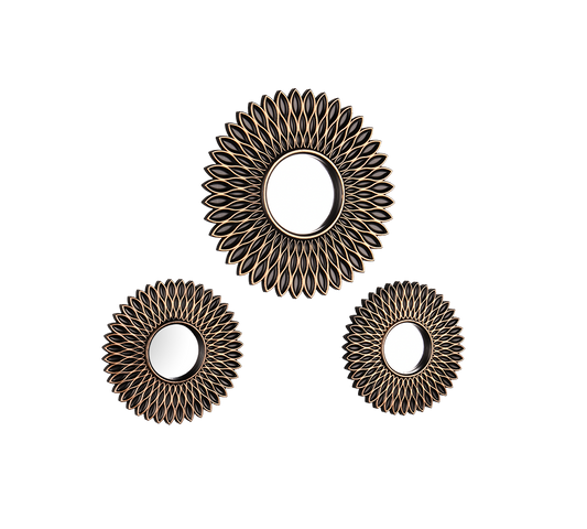 Amanda mirror set 3-pack black/gold