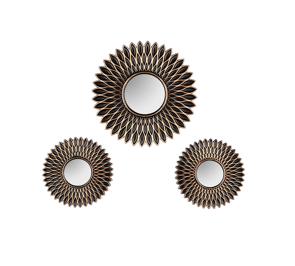 Amanda mirror set 3-pack black/gold