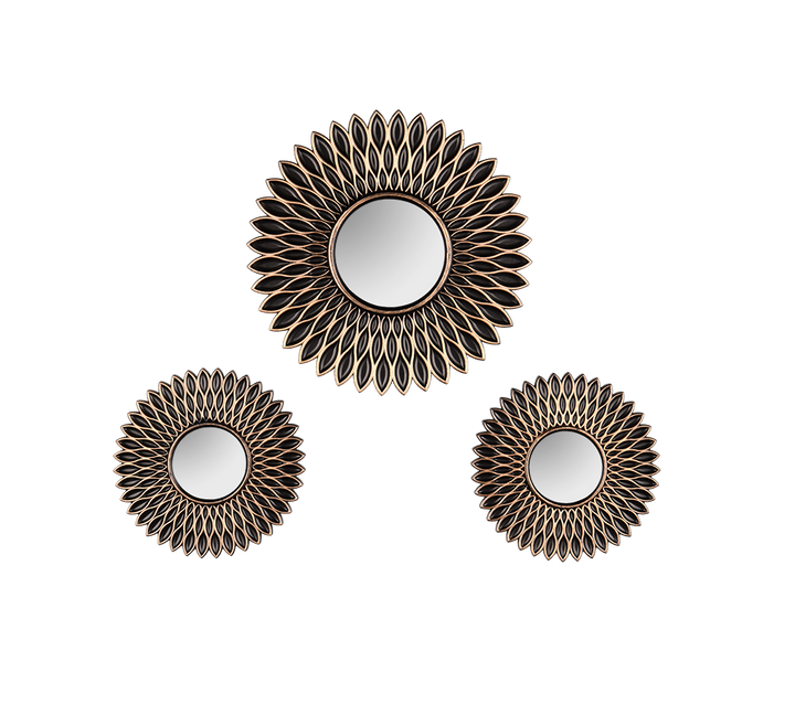 Amanda mirror set 3-pack black/gold