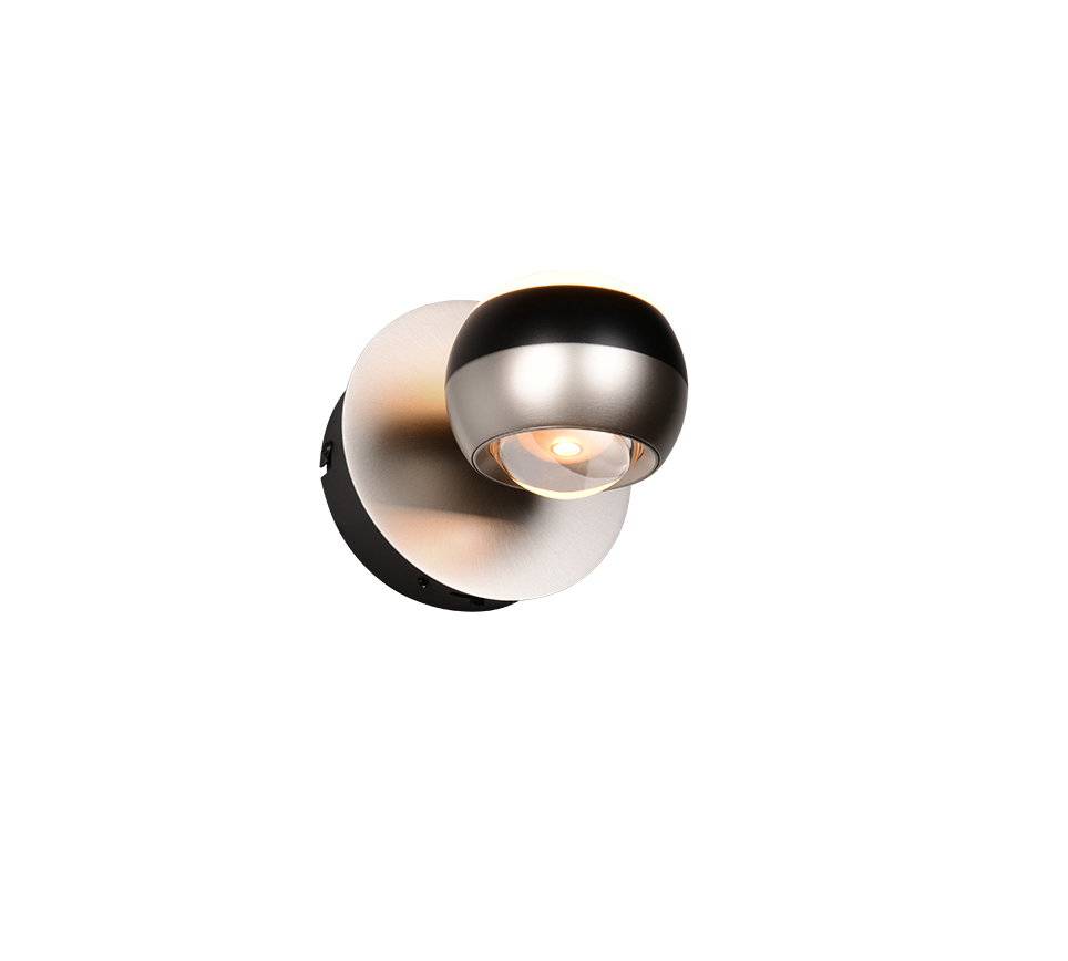 Orbit LED wall lamp brushed steel/matt black — 244410107