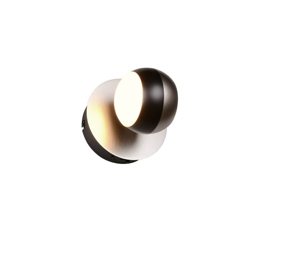 Orbit LED wall lamp brushed steel/matt black — 244410107