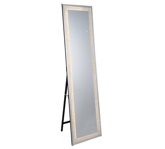 Hermine mirror with LED-light 40 x 160 cm mirror glass/glitter with stand