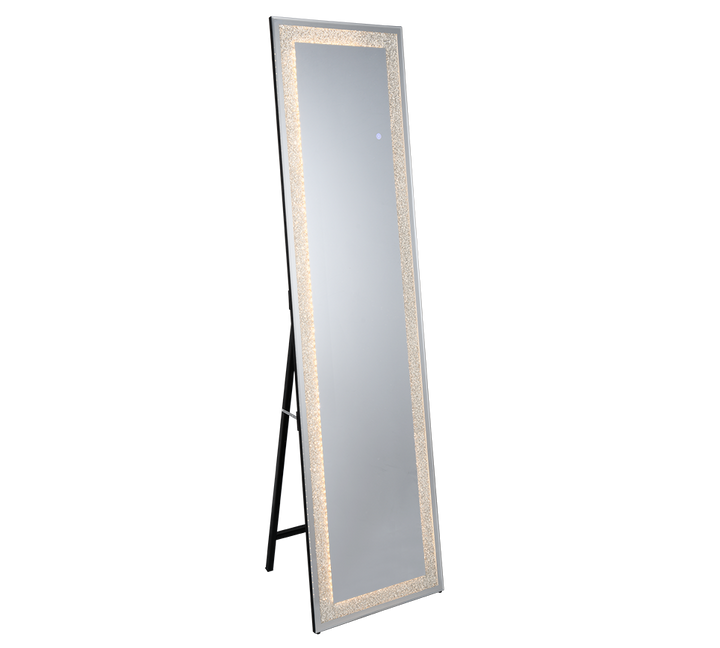 Hermine mirror with LED-light 40 x 160 cm mirror glass/glitter with stand
