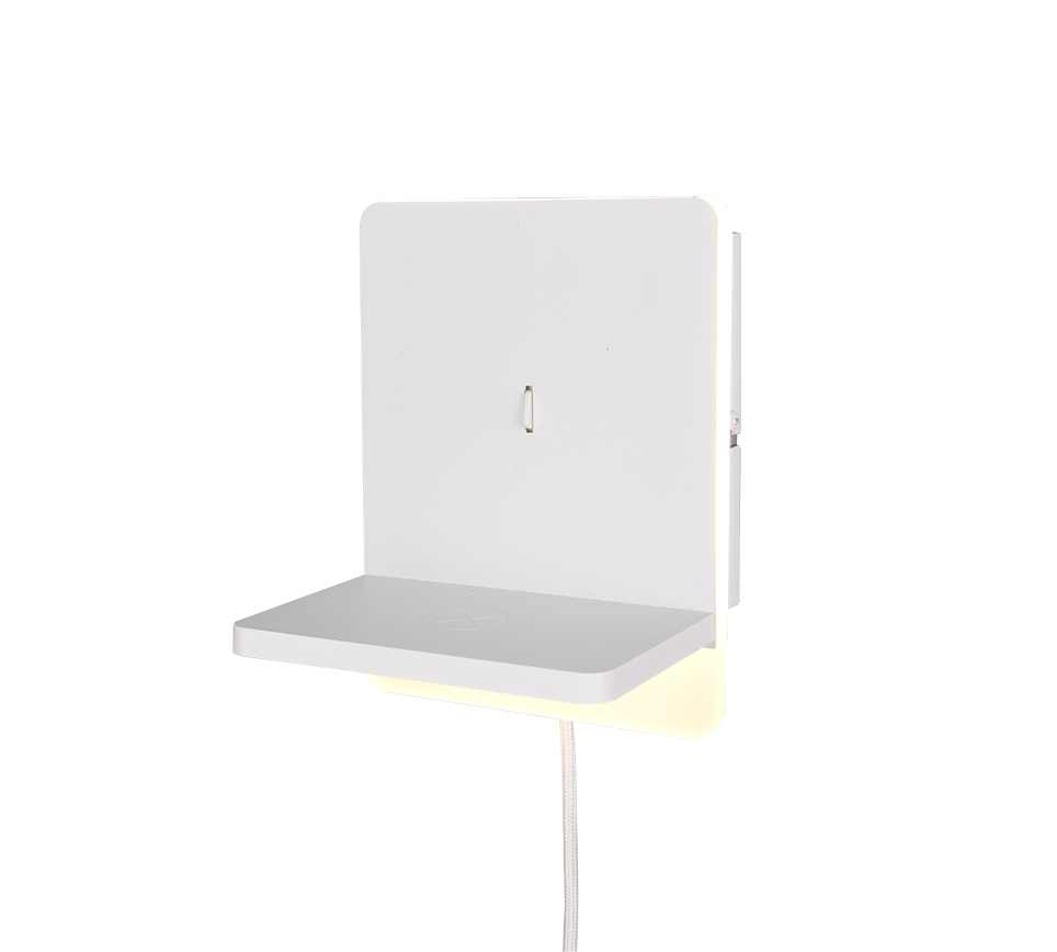 Fairfield LED wall lamp matt white with charging station — 248670131