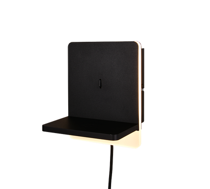 Fairfield LED wall lamp matt black with charging station — 248670132