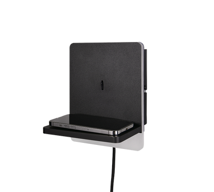 Fairfield LED wall lamp matt black with charging station — 248670132