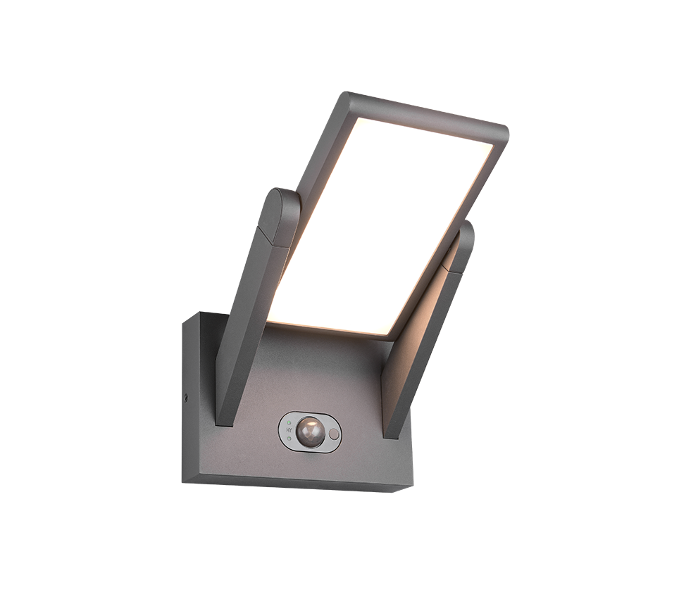 Malawi hybrid solar LED wall lamp anthracite rechargeable motion+dusk sensor — 253769142