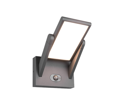 Malawi hybrid solar LED wall lamp anthracite rechargeable motion+dusk sensor — 253769142
