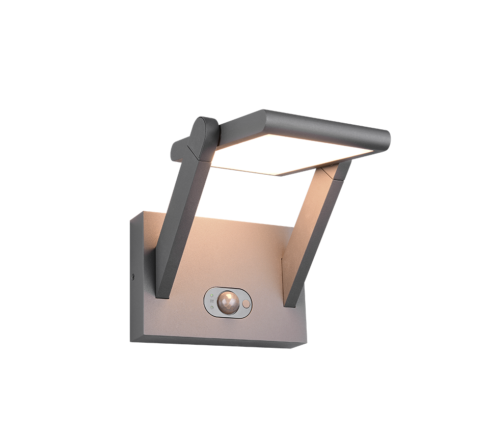 Malawi hybrid solar LED wall lamp anthracite rechargeable motion+dusk sensor — 253769142