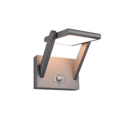 Malawi hybrid solar LED wall lamp anthracite rechargeable motion+dusk sensor — 253769142