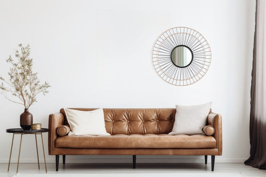 Kerstin mirror Ø80 rattan/black