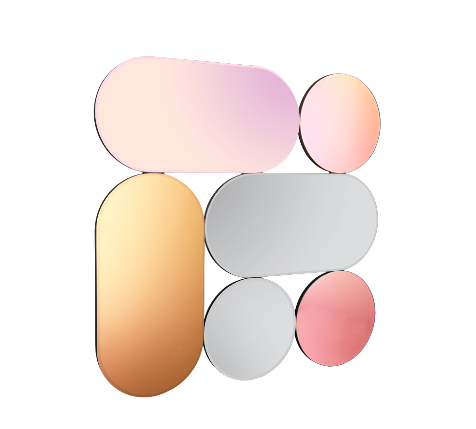 Shiny mirror 90 x 90 cm multicolor