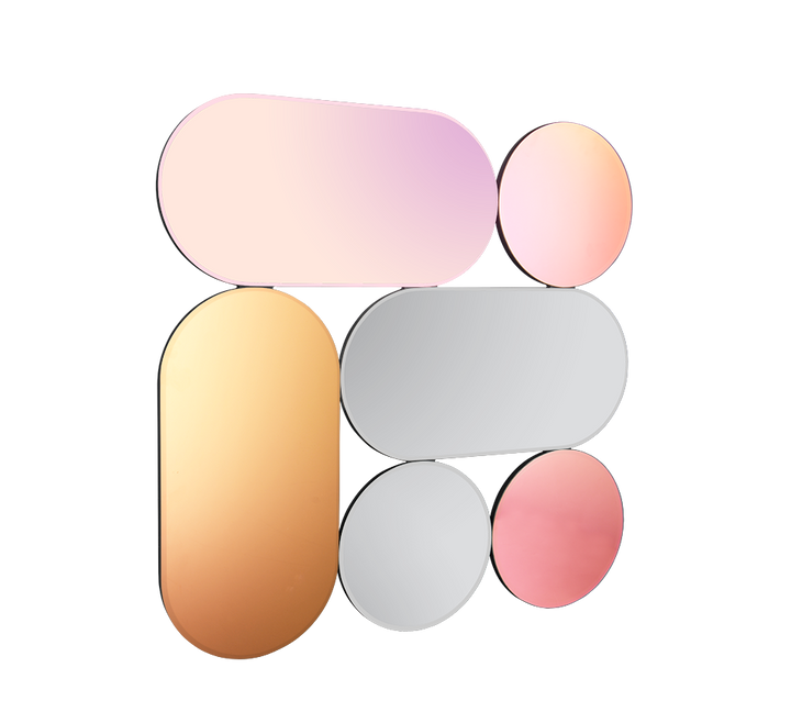 Shiny mirror 90 x 90 cm multicolor