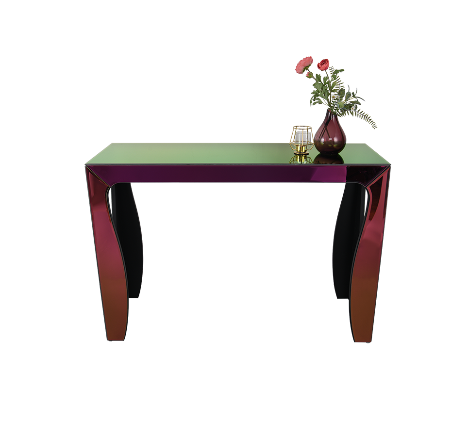 Shiny side table 110 x 75 cm multicolor