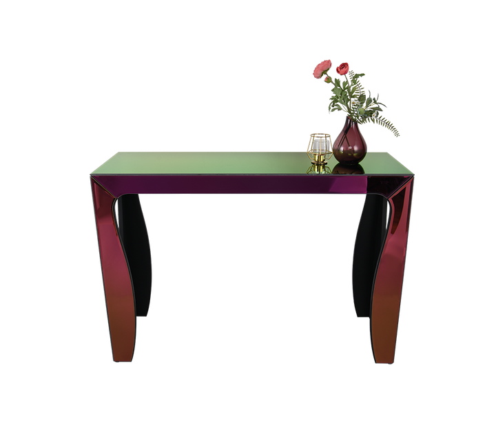 Shiny side table 110 x 75 cm multicolor