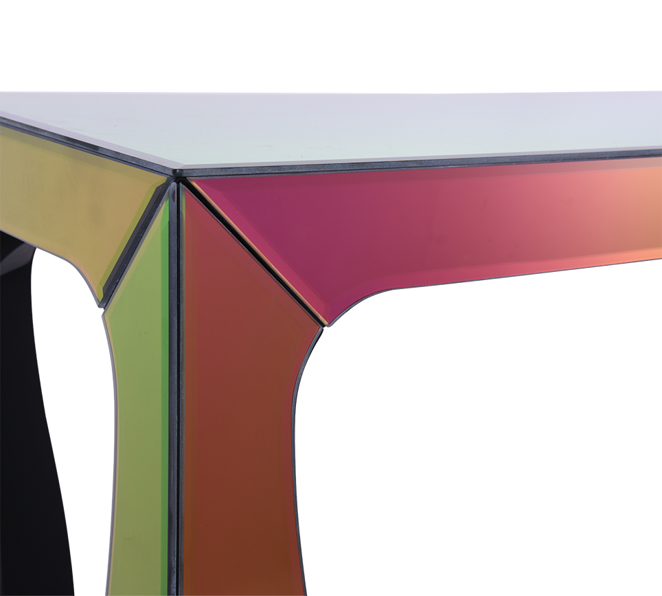 Shiny side table 110 x 75 cm multicolor